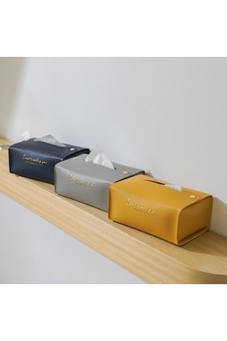 Novahub Yüksek Kaliteli Su Geçirmez Suni Deri Dikdörtgen Kağıt Mendil Kutusu - Mükemmel İşçilik - Ev Ve Ofis İçin Uygun Sarı