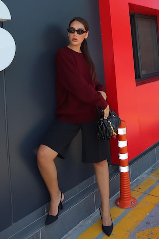 Madmext Bordo Bisiklet Yaka Kadın Triko Kazak Mg2494 Bordo