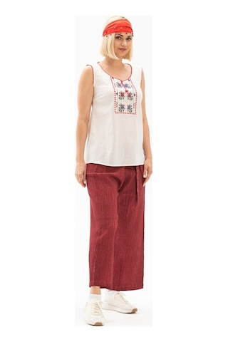 Eliş Şile Bezi Unisex Şile Bezi Balıkçı Pantolon Taşlı Bordo Tslbrd Bordo