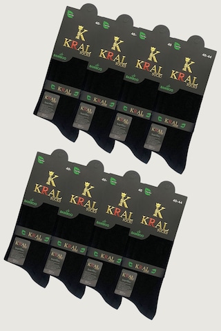Kral Socks Erkek Yazlık Bambu Soket Uzun 8 Çift Karma Renkli Çorap Siyah