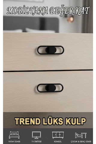 Lüks Trend Kulp Siyah 32 Mm Mobiya Yatak Odası Tv Ünitesi Konsol Çocuk Ve Genç Odası Kulpu Siyah