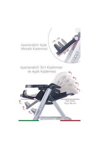 Prego Cappi Yükseklik Kademeli Sırt Kısmı Yatabilir Mama Sandalyesi