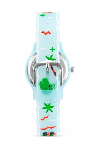 Erkek Çocuk Turkuaz Dinozor Desenli Silikon Kordon Analog Kol Saati St-304442 Beyaz
