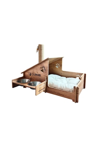 Realwood Dört Özellikli Ahşap Kedi Evi 60 x 55 CM