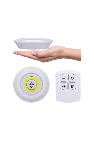 Yapışkanlı 3'lü Spot Led Işık Lamba Montajsız Pilli Uzaktan Kumandalı Çok Renkli