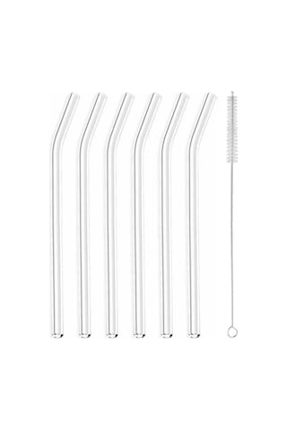 6 lı Cam Pipet + 1 adet Temizleme Fırçası 19cm Çok Renkli