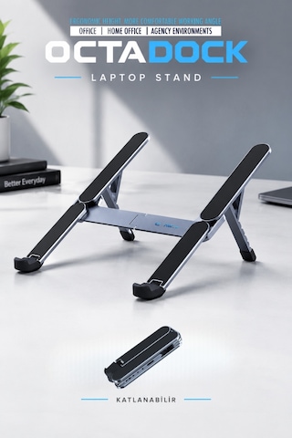 Claw S Octadock Laptop Standı Katlanabilir, Ayarlanabilir Ve Ergonomik Notebook Standı