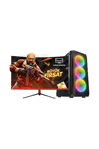 Ramtech Racer KX10-M i5-12400F 32 GB 960 GB SSD 6 GB GTX1660Ti 23.6" Dos Masaüstü Oyuncu Bilgisayarı