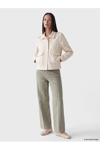 Lcwaıkıkı Classic Ekru Gabardin Kadın Gömlek Ceket