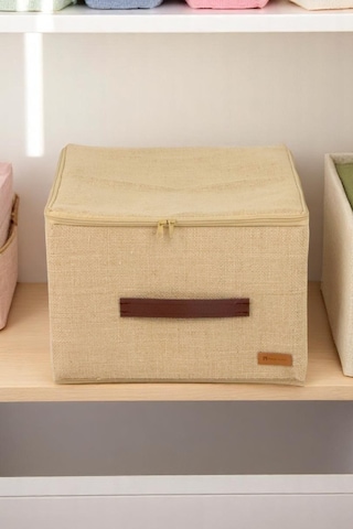 8'li Koltuk Baza Yatak Altı Uyumlu Gerçek Jüt Kumaşlı Kulplu Extra Destekli Hurç Organizer Set