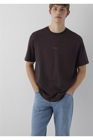 Mavi Erkek Logo Baskılı İnterlok T-shirt M0613102 Kahverengi