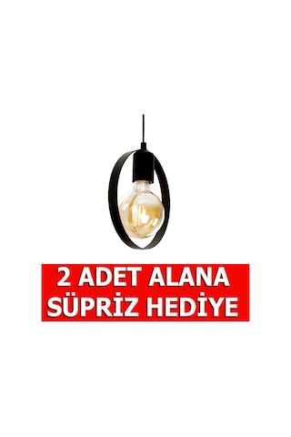 Bundera Halka Sarkıt Avize Tekli Siyah Modern Yuvarlak Ferforje