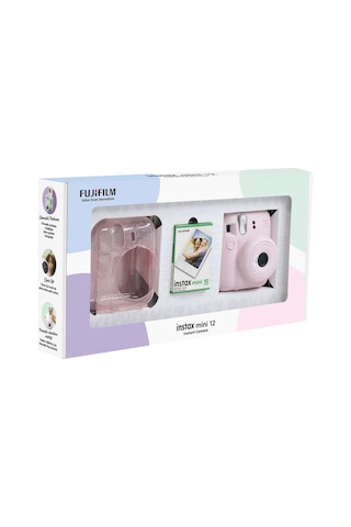 Fujifilm Instax Mini 12 Fotoğraf Makinesi + 10'lu Film + Pleksi Kılıf Pembe