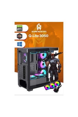 Game Master Qlite 3050 R5 5600 16 GB 512 GB M2 SSD RTX3050 Free Dos Masaüstü Bilgisayar