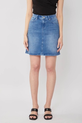 Kadın Açık Mavi Jean Midi Etek 16S100-1