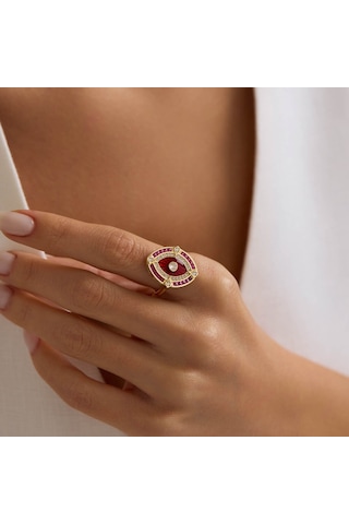 Passion Eye 14 Ayar Altın Yüzük Ruby T14425 Renkli