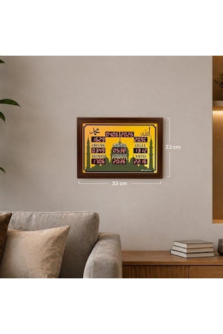 Ezan Okuyan Saat 33x23 Cm Kumandalı Yan Tasarım - Dmr-28 Gold 83876288