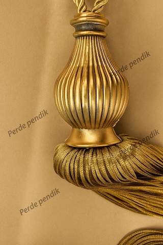 Modern Fon Perde Toplama Aparatı Gold Kornişe Takmalı Tavan Braçolu, Perde Aksesuarı 1 Adet Gold Kuka - Gold