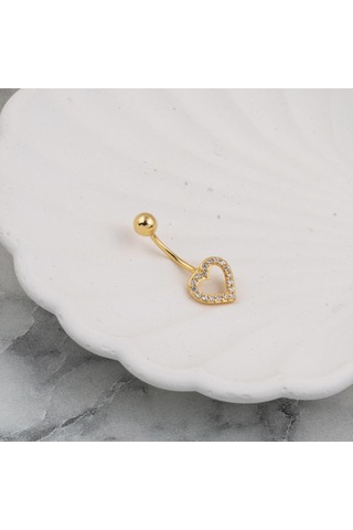 Bilezikci Kalp 14 Ayar Altın Kadın Göbek Piercing Sarı