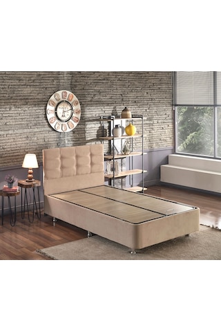 Nironyatak Niron Polo Baza Ve Başlık Seti -120X200 Cm Tek Kişilik Sütlü Kahv