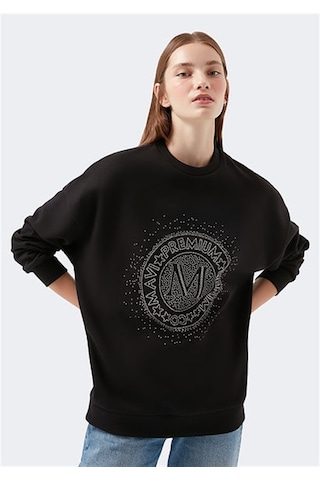 Mavi M Baskılı Siyah Kadın Sweatshirt-siyah Siyah