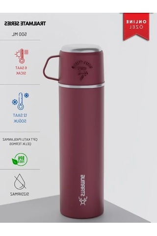 Çelik Termos Kapaklı 500 Ml Açık Beyaz