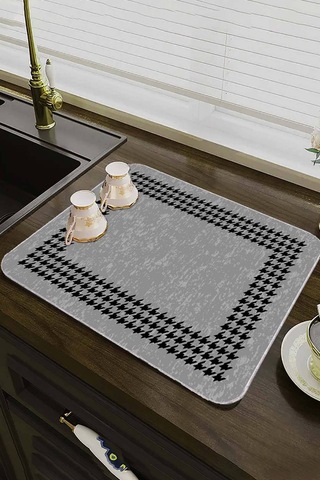 Gri Kazayağı Microfiber Bulaşık Kurutma Kurulama Matı Mm005