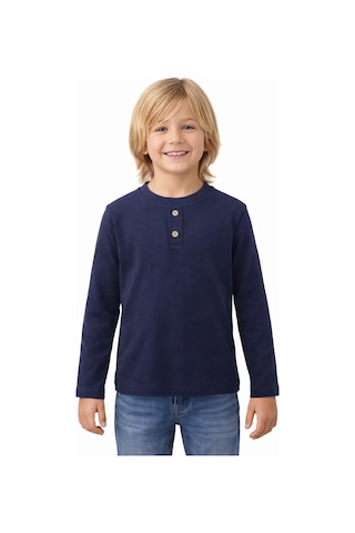 Monox Erkek Çocuk 3 Lü Paket Uzun Kollu Henley Yaka Sweatshirt Lacivert Saks Kiremit