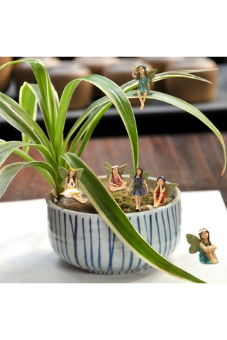 6pcs Minyatür Periler Figürinler Parlak Renk Reçine Saksı Mini Figürinler Ev Ofis Masaüstü El Sanatları Hediyeleri