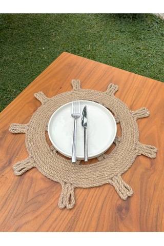 Rustik Tarz Jüt İp Dümen Model Amerikan Servis El Yapımı, Leke Tutmaz Sofra Aksesuarı Natural