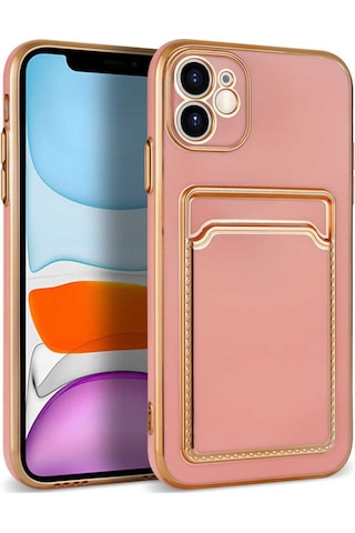 iPhone Uyumlu 11 Kilif Kartlikli Köseli Altin Model Kapak 561060756