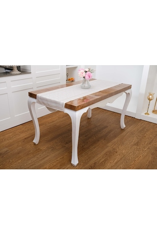 Finezza Roma Jakar Polyester Kumaş Bej Runner 45x150 cm - 1415