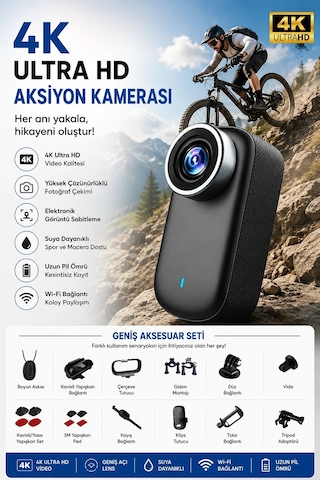 4k Ultra Hd Mini Wıfı Aksiyon Kamerası Taşınabilir Vücut Kamerası 1.47 Hd Ekranlı Giyilebilir Video Çok Renkli