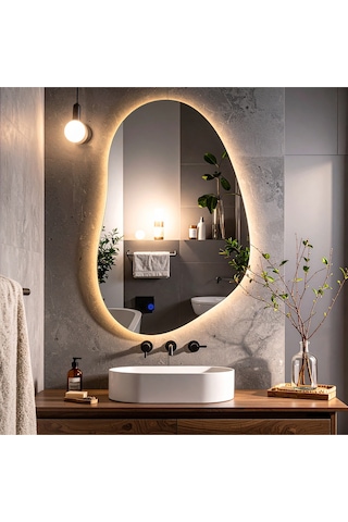Nelyos Günışığı Lazer Kumlamalı Lavabo & Banyo Aynası Dokunmatik Sensörlü 100 X 65 Cm