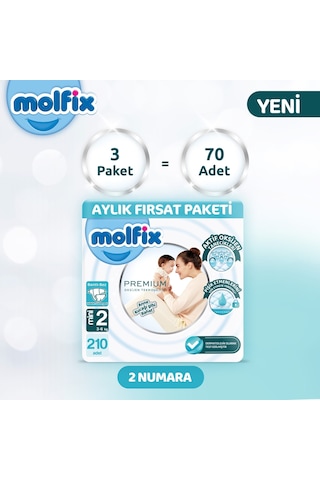 Molfix Premium Aylık Fırsat Paketi 2 Beden 210 Adet 2 Numara 3'lü