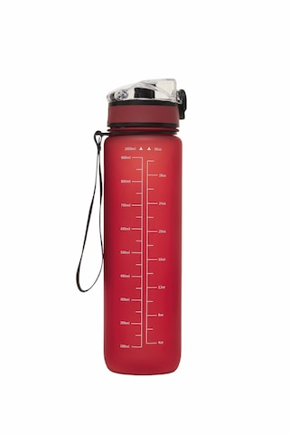 1 Litre Ölçü Göstergeli Spor Su Şişesi Kırmızı