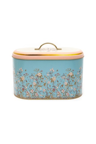 Botanica Blue Desenli Oval Metal Ekmek Kutusu, 10.4 Lt Çok Renkli
