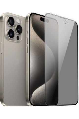 Vendas Apple iPhone 15 Pro Uyumlu Anti Peep Ahize Korumalı Gizleyen Privacy Hd Hayalet Ekran Koruyucu