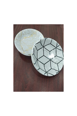 4 Adet Melamin Çukur Yemek Tabağı 18cm Bpa İçermez Bulaşık Makinesinde Yıkanar Desenli Yemek Tabağı Karışık