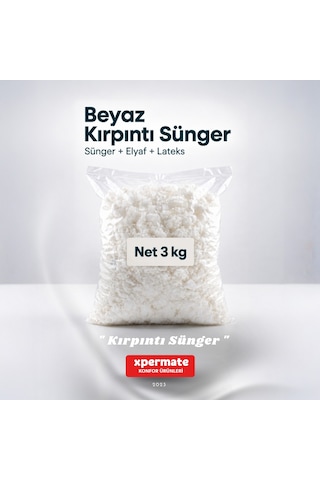 Kırpıntı Sünger Dolgu Malzemesi Beyaz Sünger Parçacıkları Elyaf Kırpık Sünger Dolgu Lateks 3 Kg