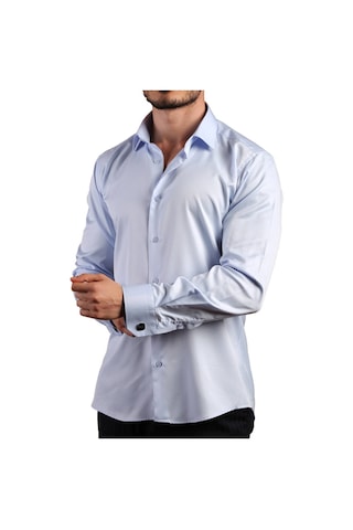 Dicotto Mavi 8 Drop Ekstra Uzun Kol Dar Kesim Micro Kumaş Kol Düğmeli Slim Fit Erkek Gömlek - 197-4 001