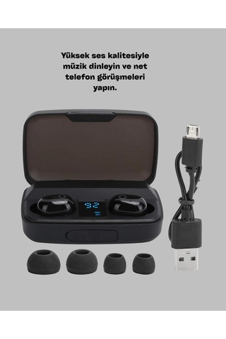 Dokunmatik Kontrollü Abs Malzemeli Bluetooth Kulaklık + Yüksek Kapasiteli Kutu
