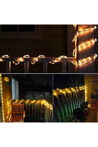 10m 100 Led Solar Led Işık Gün Işığı Şeffaf Kablolu Beyaz