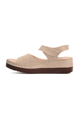 Ayakmod 07-109 Rr Bej Kalın Taban Kadın Anatomik Sandalet 001