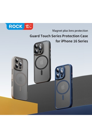 Rock Apple Uyumlu iPhone 16 Pro Anti-drop Lens Korumalı Magsafe Kılıf Titanium Mavi