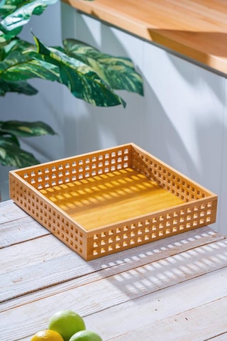 Acar Bambu Sunum Tepsi - 35 Cm Acr-522 Kahverengi