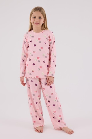Rolypoly Kız Çocuk Uzun Kol Pijama Takım Açık Pembe-1757 Pembe