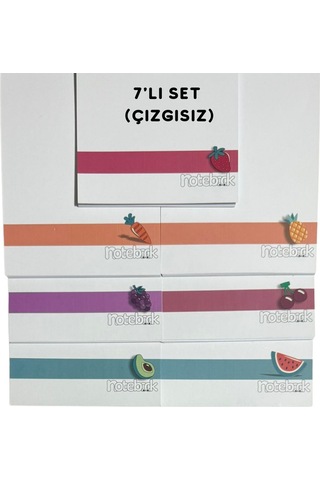 A6 Spiralli Fresh Fruit Konsept Defter 40 Yaprak 7'li Tamamı Çizgisiz Çok Renkli