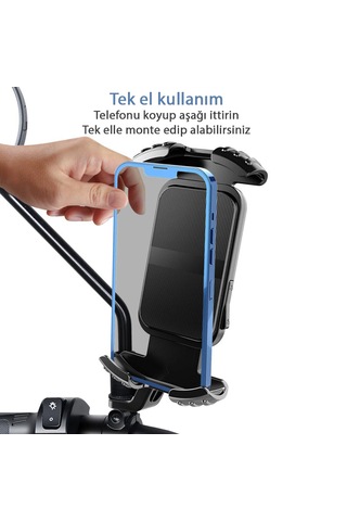 Mt27 Kilit Sistemli Ayna Bağlantılı Motosiklet Telefon Tutucu Yat Siyah
