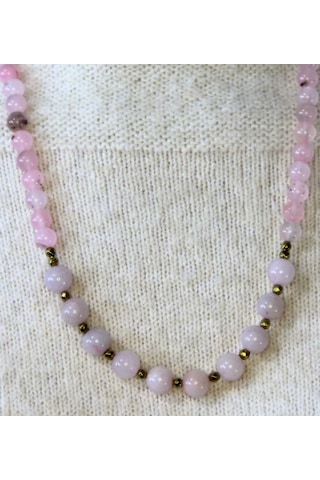 Doğal Taş Pembe Kuvars Doğal Taşlı Kadın Kolye Euk20pk2 Pembe